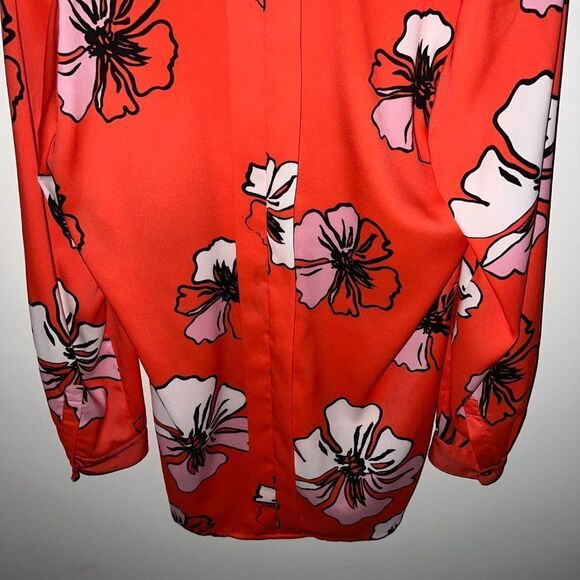 Vince Camuto V-Neck Ladies Orange Floral Blouse - Picture 7 of 9